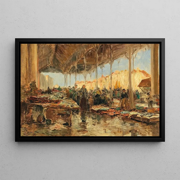 The Fish Market in Venice - Olga Wisinger-Florian — framed artwork on a wall
