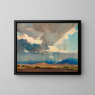 Storm over an Western landscape - Oliver Dennett Grover — framed artwork on a wall