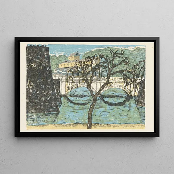 Nijubashi Painting - Onchi Kōshirō — framed artwork on a wall