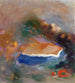 Ophelia with a blue veil in the water - Odilon Redon — artwork view