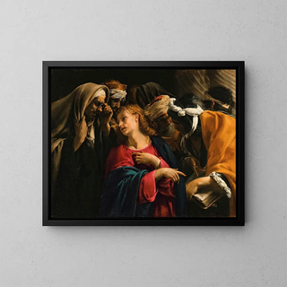 The Christ among the Doctors - Orazio Borgianni — framed artwork on a wall
