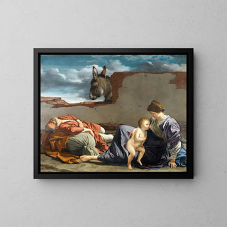 Repos sur la fuite en Égypte - Orazio Gentileschi — framed artwork on a wall