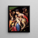 The Holy Family with Saint Catherine of Alexandria, Saint Margaret of Antioch, and Saint Francis of Assisi - Orazio Samacchini — framed artwork on a wall