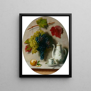Oreste Costa - A still life with grapes and tea pot.webp