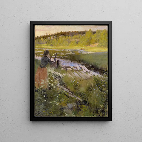 View of the Lake from Balingsta - Oscar Björck — framed artwork on a wall