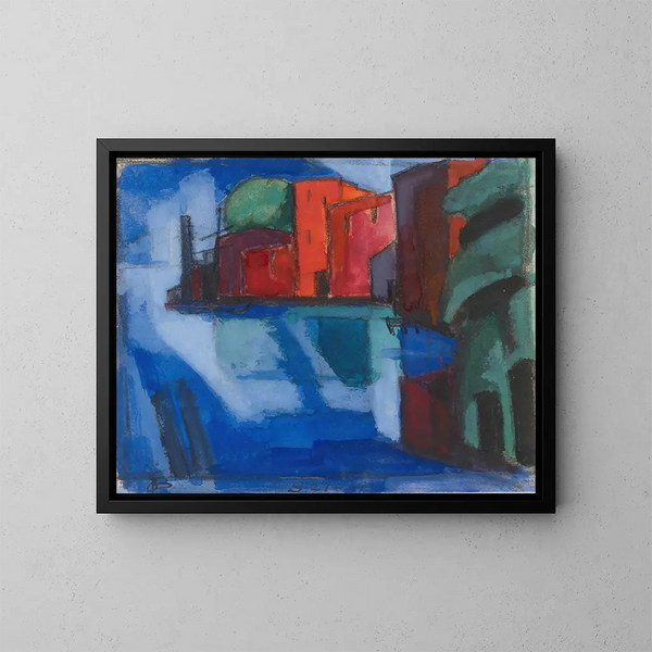 Valley of Passaic at the beginning of spring - Oscar Bluemner — framed artwork on a wall