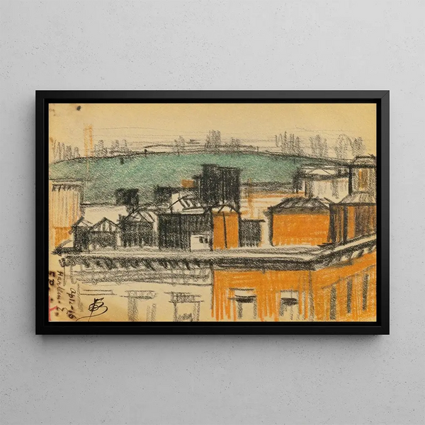 Harlem Roofs - Oscar Bluemner — framed artwork on a wall