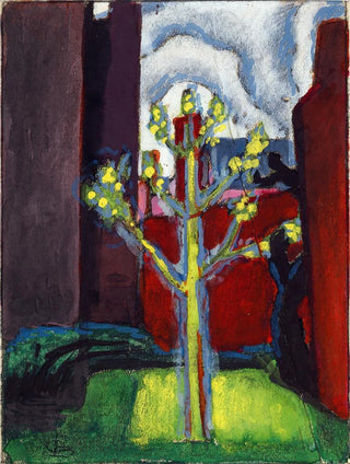 Oscar Bluemner - Young Tree in Red Courtyard.webp