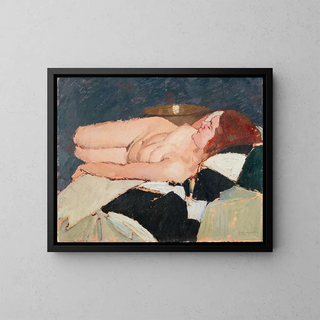 Nude Woman Painting - Oscar Ghiglia — framed artwork on a wall