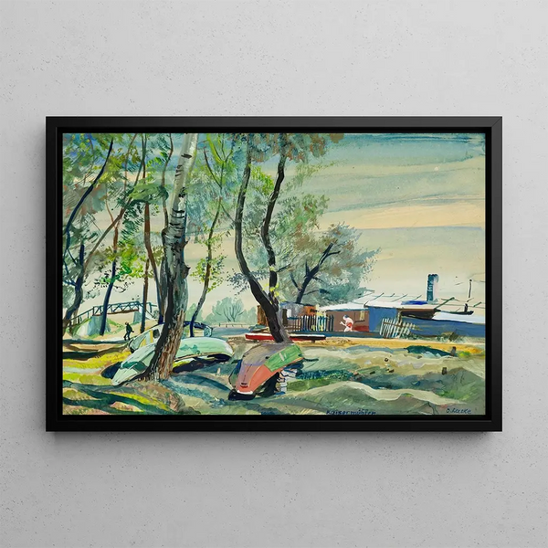 Kaisermühlen Painting - Oskar Laske — framed artwork on a wall