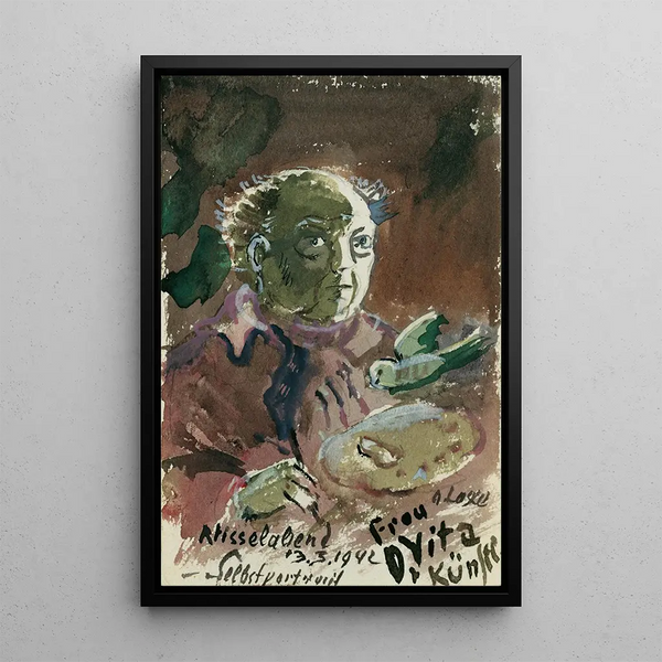 Self-portrait Painting - Oskar Laske — framed artwork on a wall