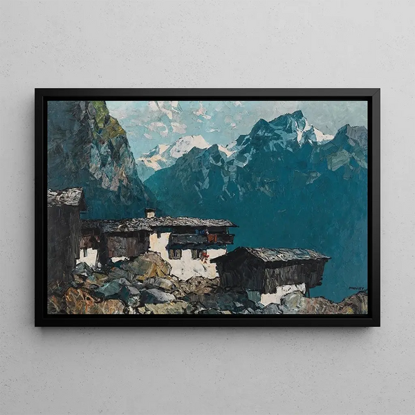House of Mountain Farmer - Oskar Mulley — framed artwork on a wall