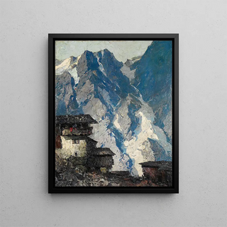 Oskar Mulley - Berghof vor Gletscherlandschaft.webp