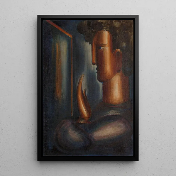 in front of the mirror - Oskar Schlemmer — framed artwork on a wall