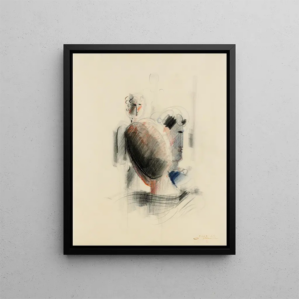 Three Heads - Oskar Schlemmer — framed artwork on a wall