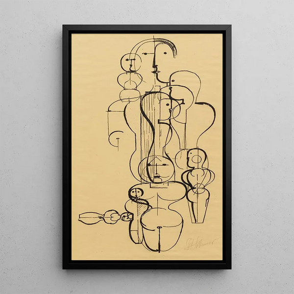 Figurative Painting Plan K 1 - Oskar Schlemmer — framed artwork on a wall
