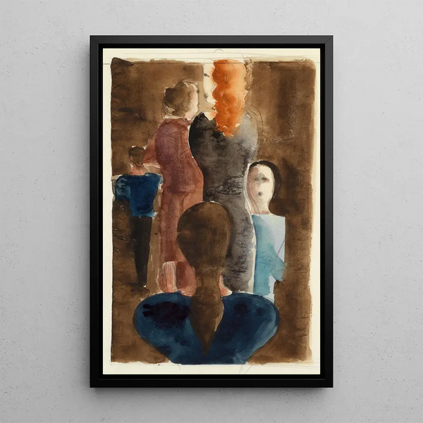 Study in four colors for Women on the staircase - Oskar Schlemmer — framed artwork on a wall