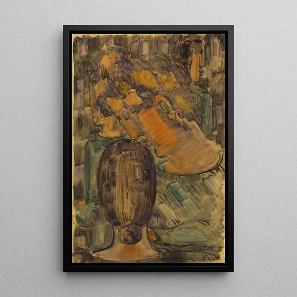 Group of four with diagonal profile - Oskar Schlemmer — framed artwork on a wall