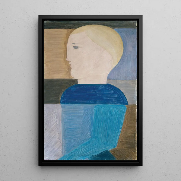 Figure in bust turned to the left - Oskar Schlemmer — framed artwork on a wall