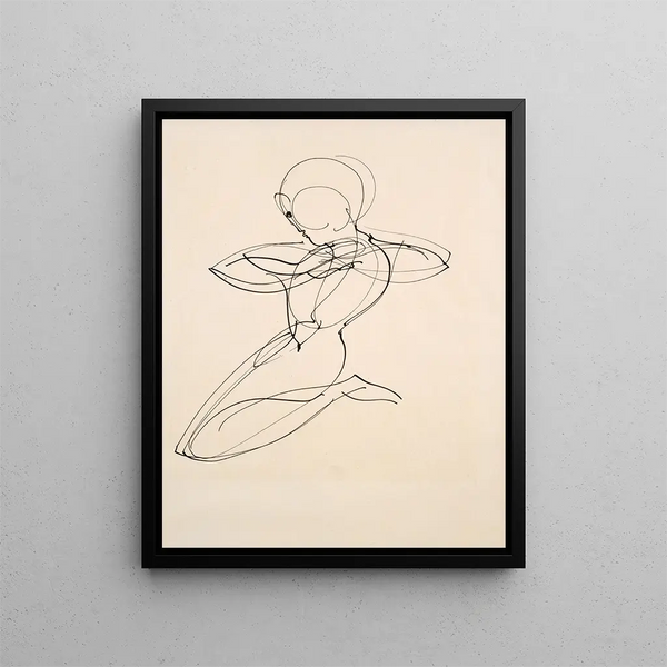 Kneeling figure painting - Oskar Schlemmer — framed artwork on a wall