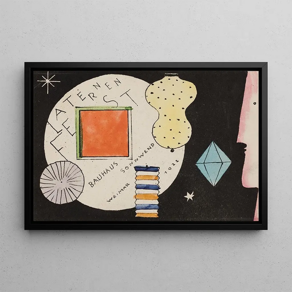 Postcard invitation to a lantern festival - Oskar Schlemmer — framed artwork on a wall