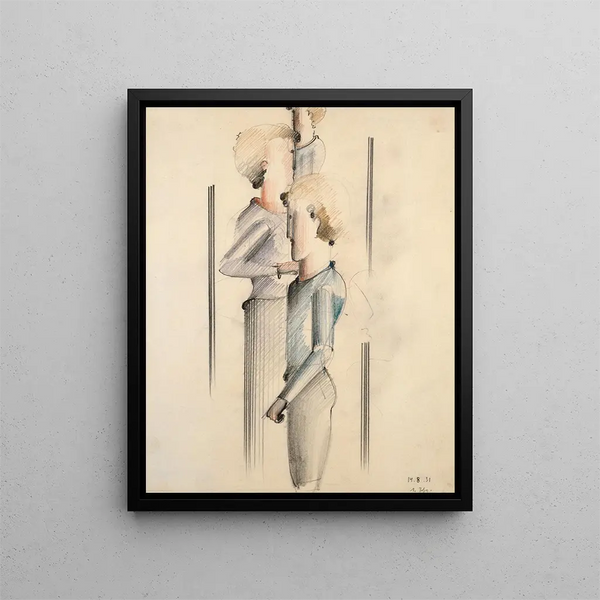 Three Figures - Oskar Schlemmer — framed artwork on a wall