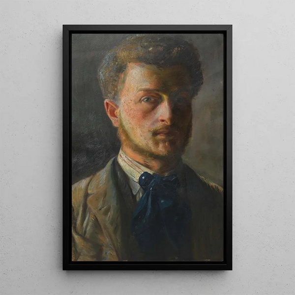 Self-portrait of Oskar Strnad studying - Oskar Strnad — framed artwork on a wall