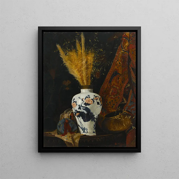 Flowers in a White Vase - Osman Hamdi Bey — framed artwork on a wall