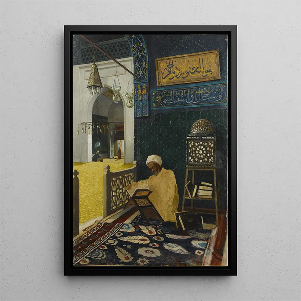 Reciting the Quran - Osman Hamdi Bey — framed artwork on a wall
