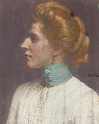 Osmar Schindler - Frau mit goldenem Haar im Profil nach links.webp