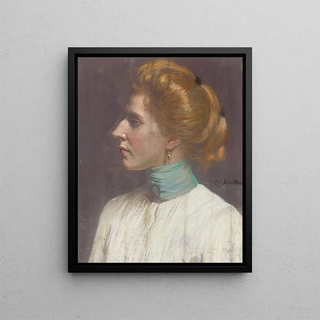 Osmar Schindler - Frau mit goldenem Haar im Profil nach links.webp