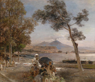 Evening Atmosphere at the Gulf of Naples - Oswald Achenbach — artwork view