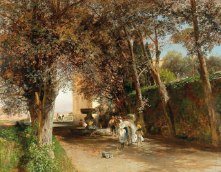 Afternoon in the Villa Torlonia Park in Frascati - Oswald Achenbach — artwork view