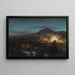 Fireworks at Torre dell'Annunziata - Oswald Achenbach — framed artwork on a wall
