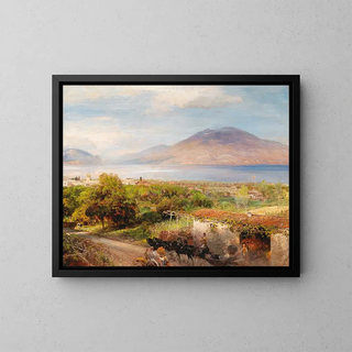 Osteria near Naples - Oswald Achenbach — framed artwork on a wall