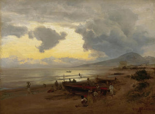 Sunset on the Shore - Oswald Achenbach — artwork view