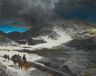 L'auberge du Grand Saint-Bernard dans les Alpes - Oswald Achenbach — artwork view