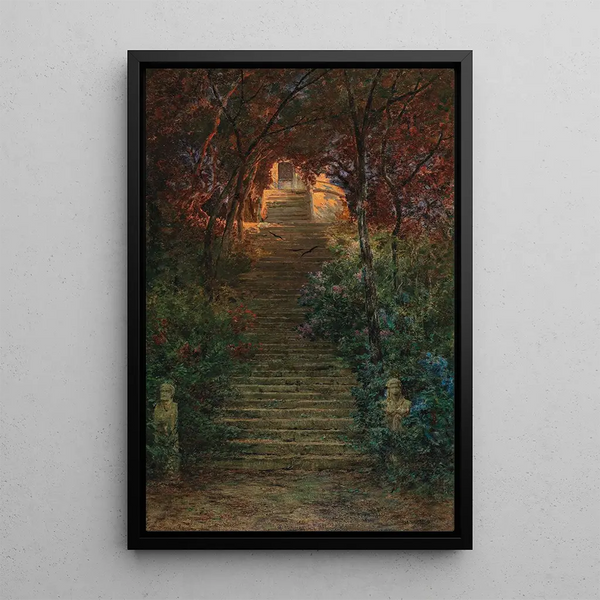 Montée vers la Villa d'Este au soleil - Othmar Brioschi — framed artwork on a wall