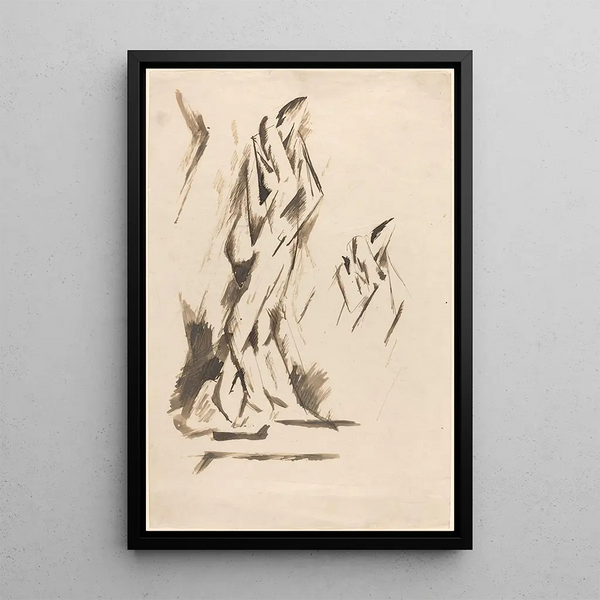Lovers kissing - Otto Gutfreund — framed artwork on a wall