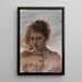 Portrait of a young woman in front of a cloud background - Ottó Baditz — framed artwork on a wall
