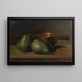 Still life with pears and casserole - Ottilie Wilhelmine Roederstein — framed artwork on a wall