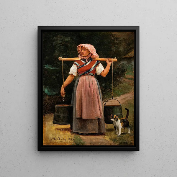 a Milkmaid - Otto Bache — framed artwork on a wall