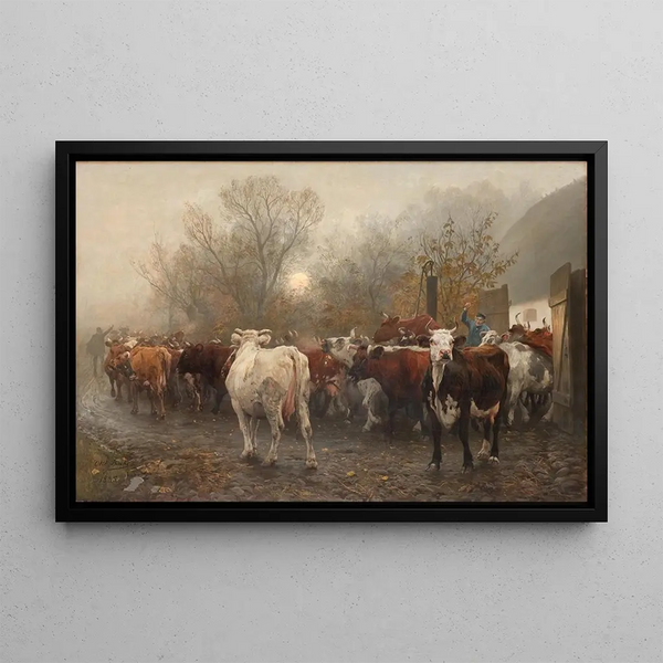 Chasser les vaches de l'étable - Otto Bache — framed artwork on a wall