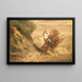 Arab Fighting a Lion Attack - Otto Clemens Fikentscher — framed artwork on a wall