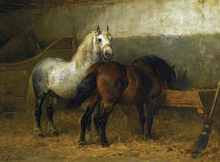 Horses in the stable - Otto Eerelman — artwork view
