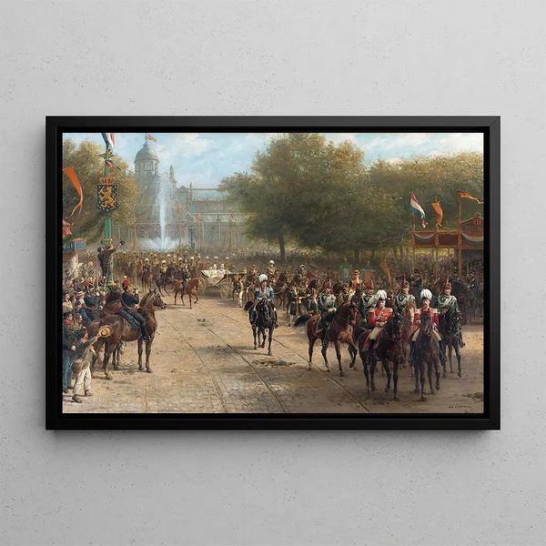The Place Frederiksplein in Amsterdam during Queen Wilhelmina's entry on September 5, 1898 - Otto Eerelman — framed artwork on a wall