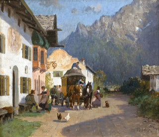 Rue de village à Mittenwald avec le Karwendelspitze - Otto Fedder — artwork view