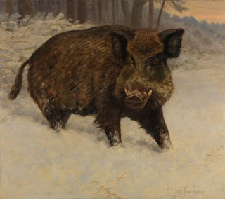 Sanglier dans la neige - Otto Fikentscher — artwork view