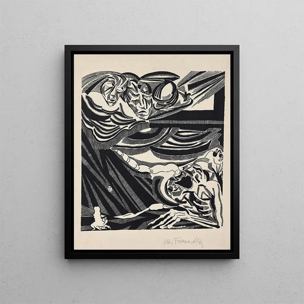 The characters Pl4 - Otto Freundlich — framed artwork on a wall