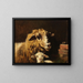 Sheep with Lamb in the Stable - Otto Gebler — framed artwork on a wall